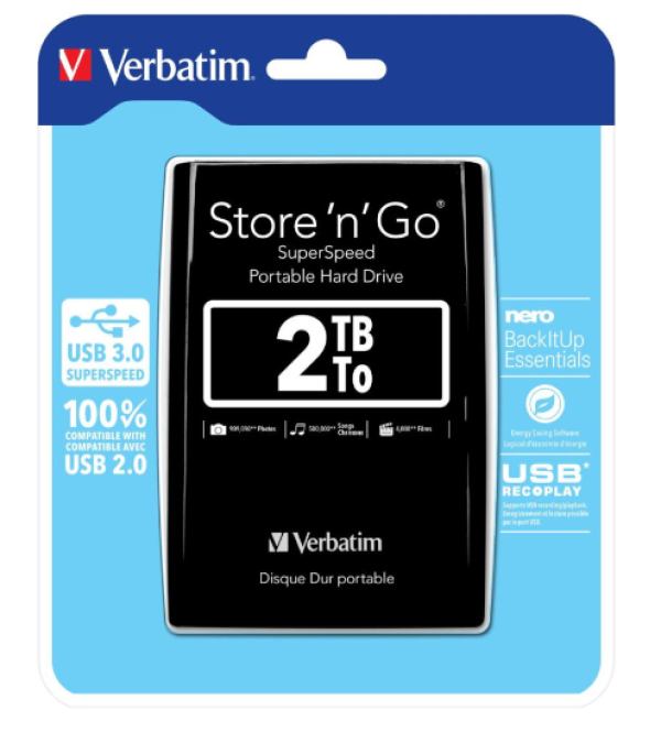 HDD E2.5" Verbatim 2TB USB 3.0 Store'n'Go 53177, Black