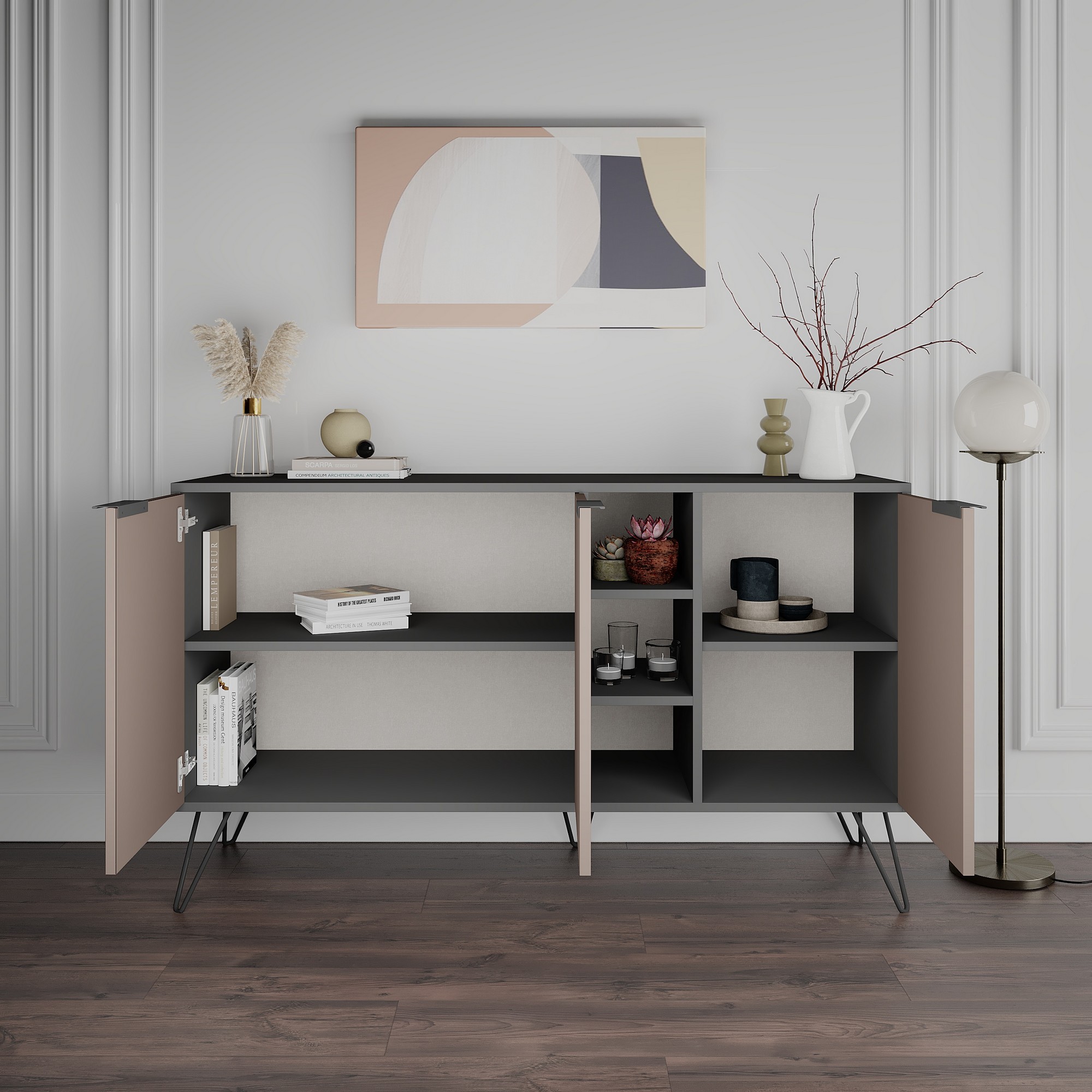 Konzolni sto Clara Console - Antracit, Svetla moka Antracit, Svetlo braon
