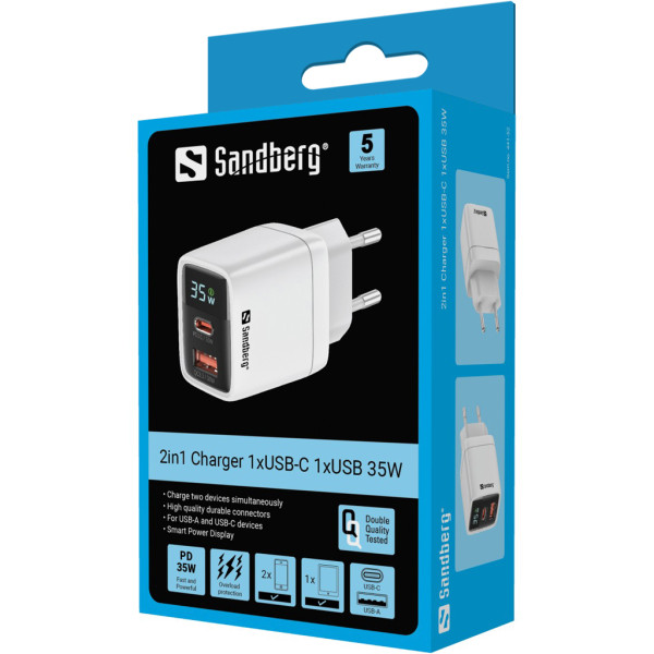 Kućni punjač Sandberg 2u1 441-52 1xUSB/1xUSB-C 35W