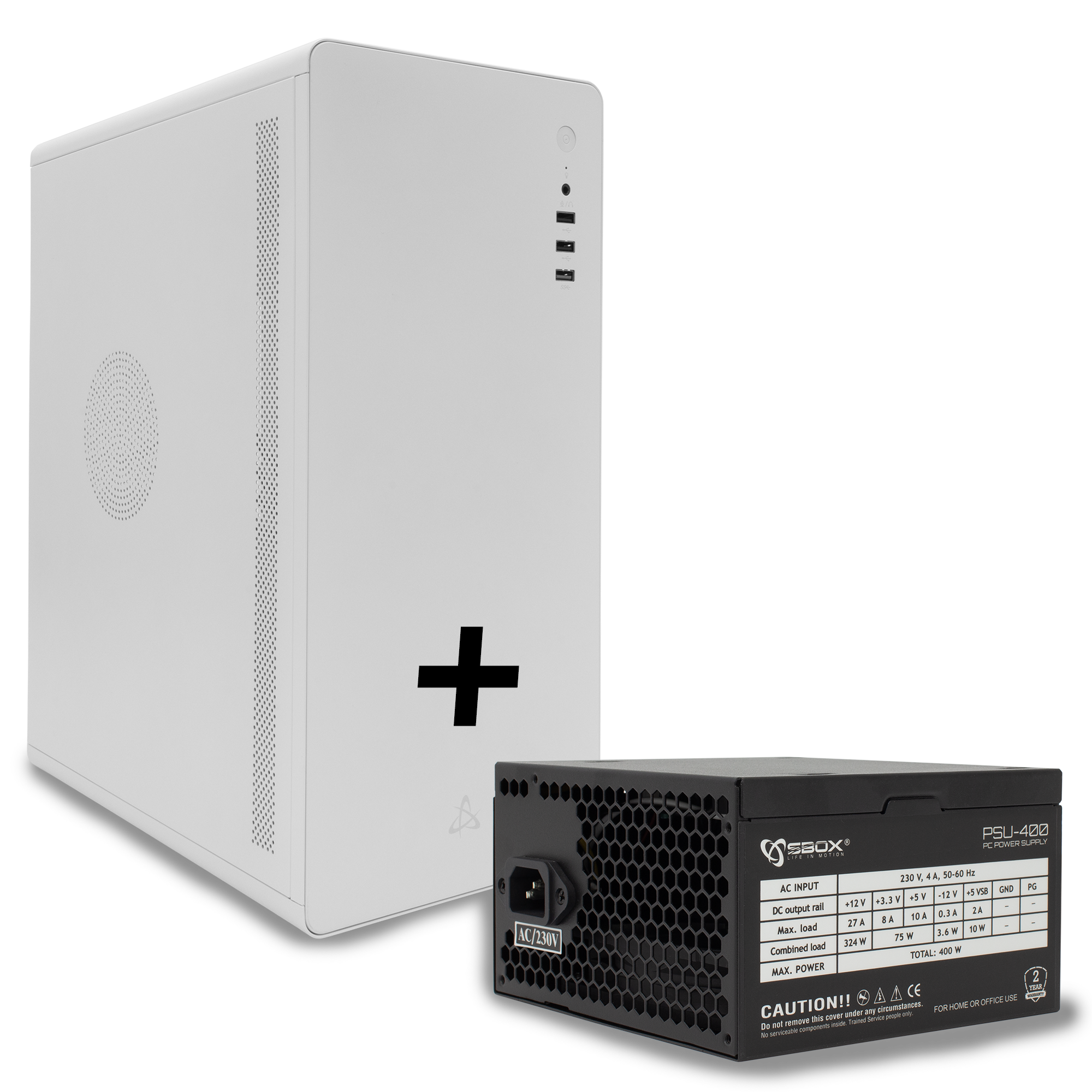 S BOX PCC 500 W, Kuciste ATX + PSU 400