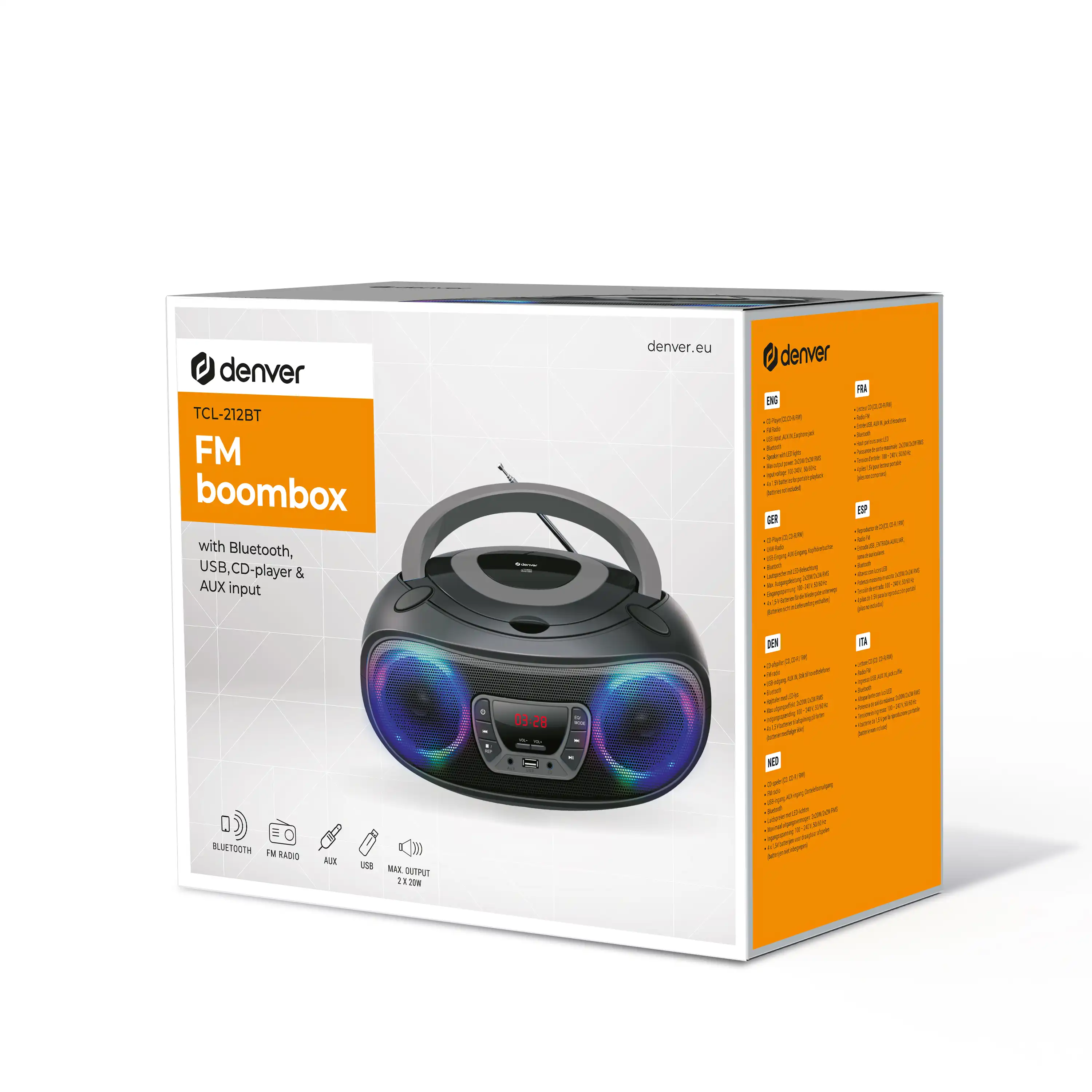 DENVER cd boombox TCL-212BT Sivi