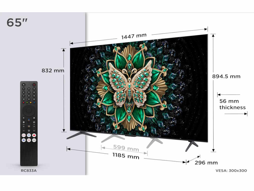 Televizor TCL 65C6K/MiniLED-QLED/65"/4K UHD/144Hz/Google TV/crna