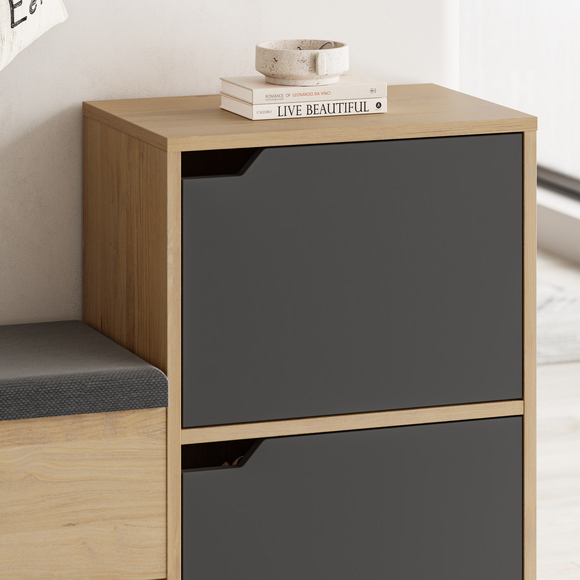 Cipelarnik Haven Shoe Bench - Antracit, Hrast