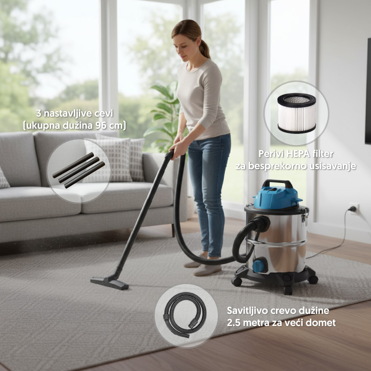 Usisivač za suvo i mokro usisavanje 20l 1400W