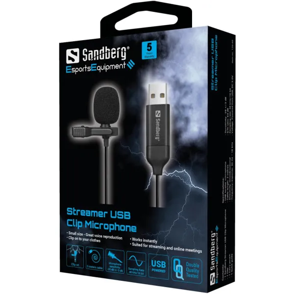 USB streamer mikrofon Sandberg Clip 126-40