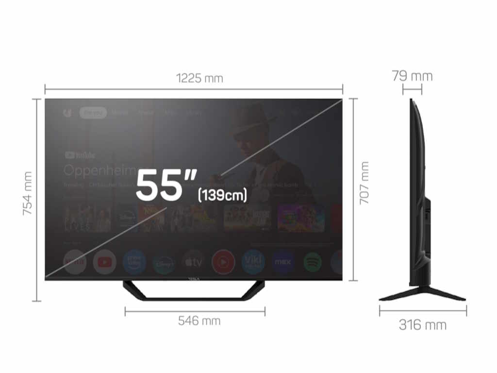 Televizor TESLA 55E655BUS/D-LED/55"/UHD/Smart/Google TV/crna