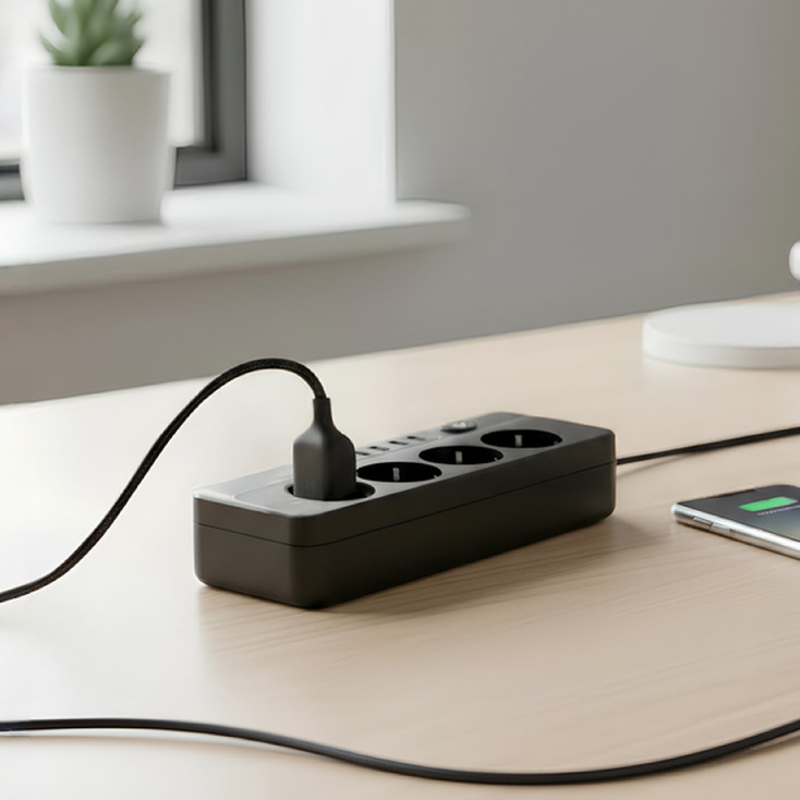 Razvodnik sa 4 mesta 2m 1.5mm2+pr. 4xUSB+tip C