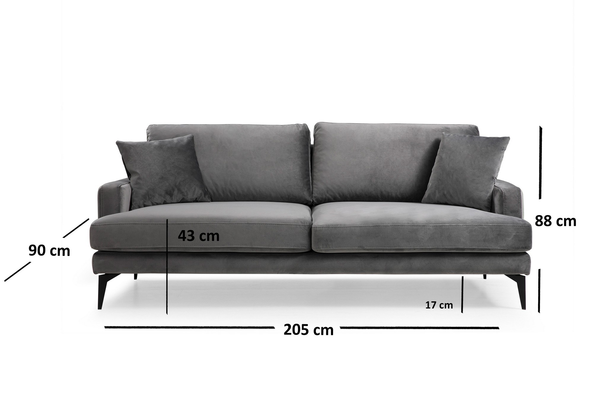 Trosed Papira 3 Seater - Siva