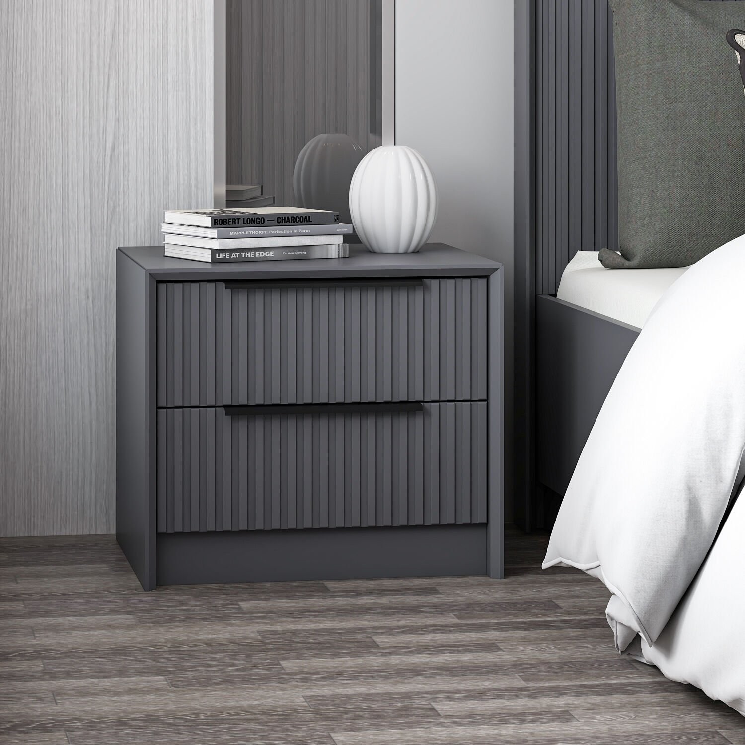 Noćni ormarić Kale Luxe Soft - 4799 Antracit