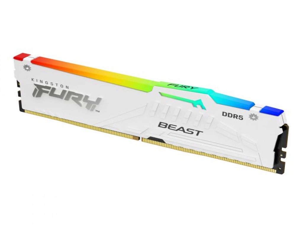 Memorija KINGSTON 16GB/DIMM/DDR5/5200MHz/CL36/FURY Beast RGB/bela