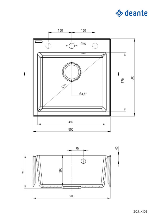 Deante sudopera Evora 50/ANT ZQJ T103