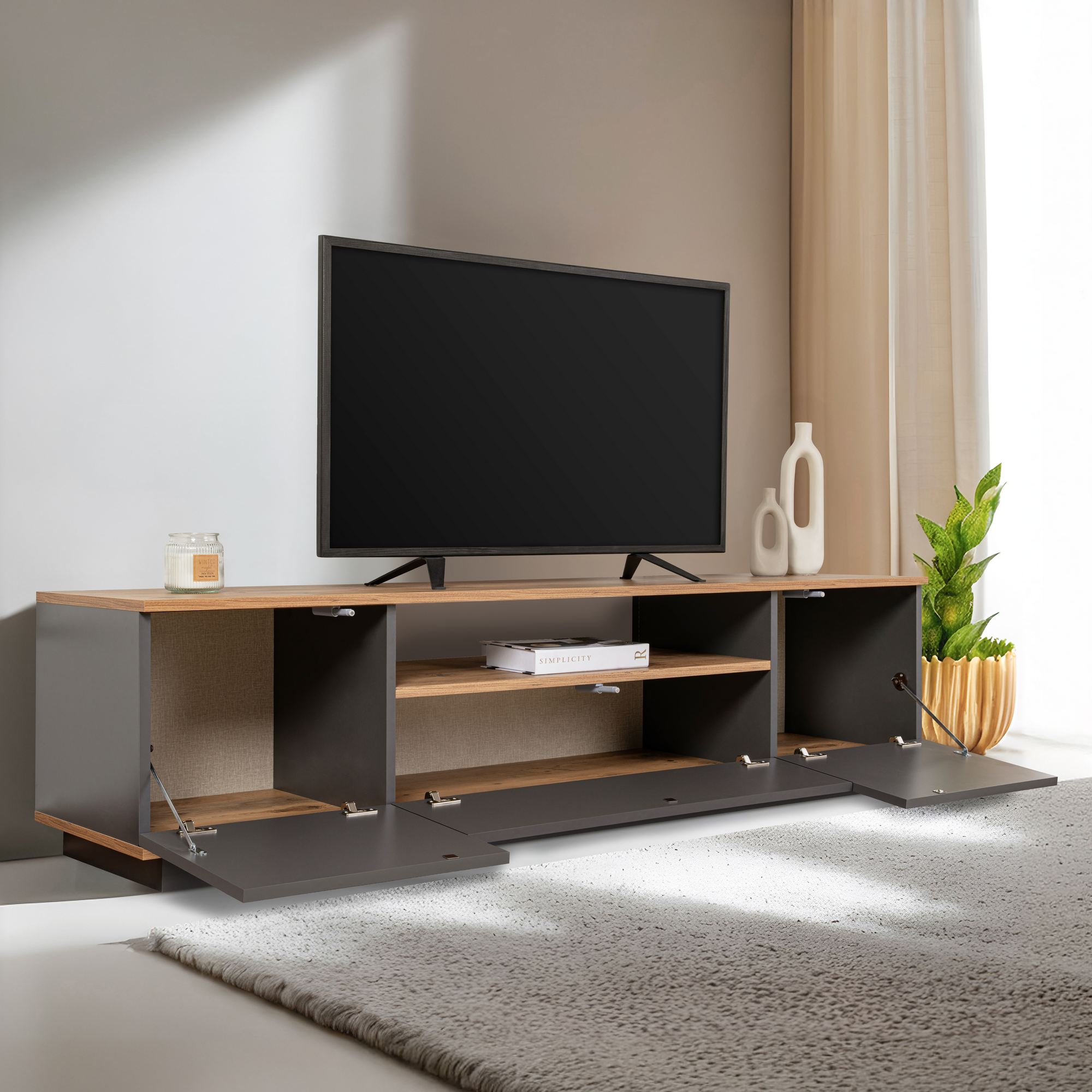 TV komoda Veramont - Antracit, Atlantik bor