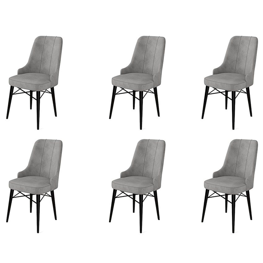 Set stolica (6 komada) Pare - Siva, Crna