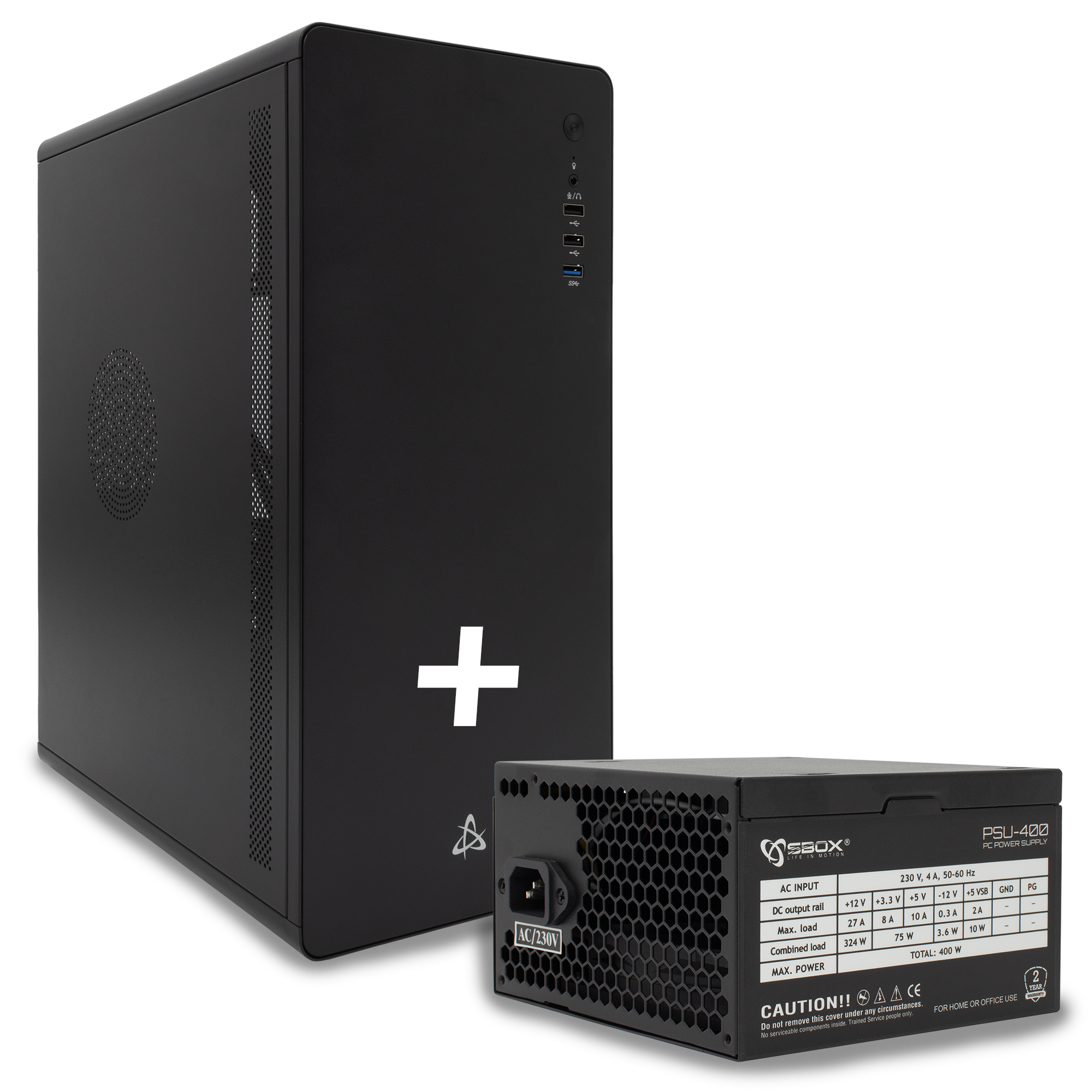 S BOX PCC 500 B, Kuciste ATX + PSU 400