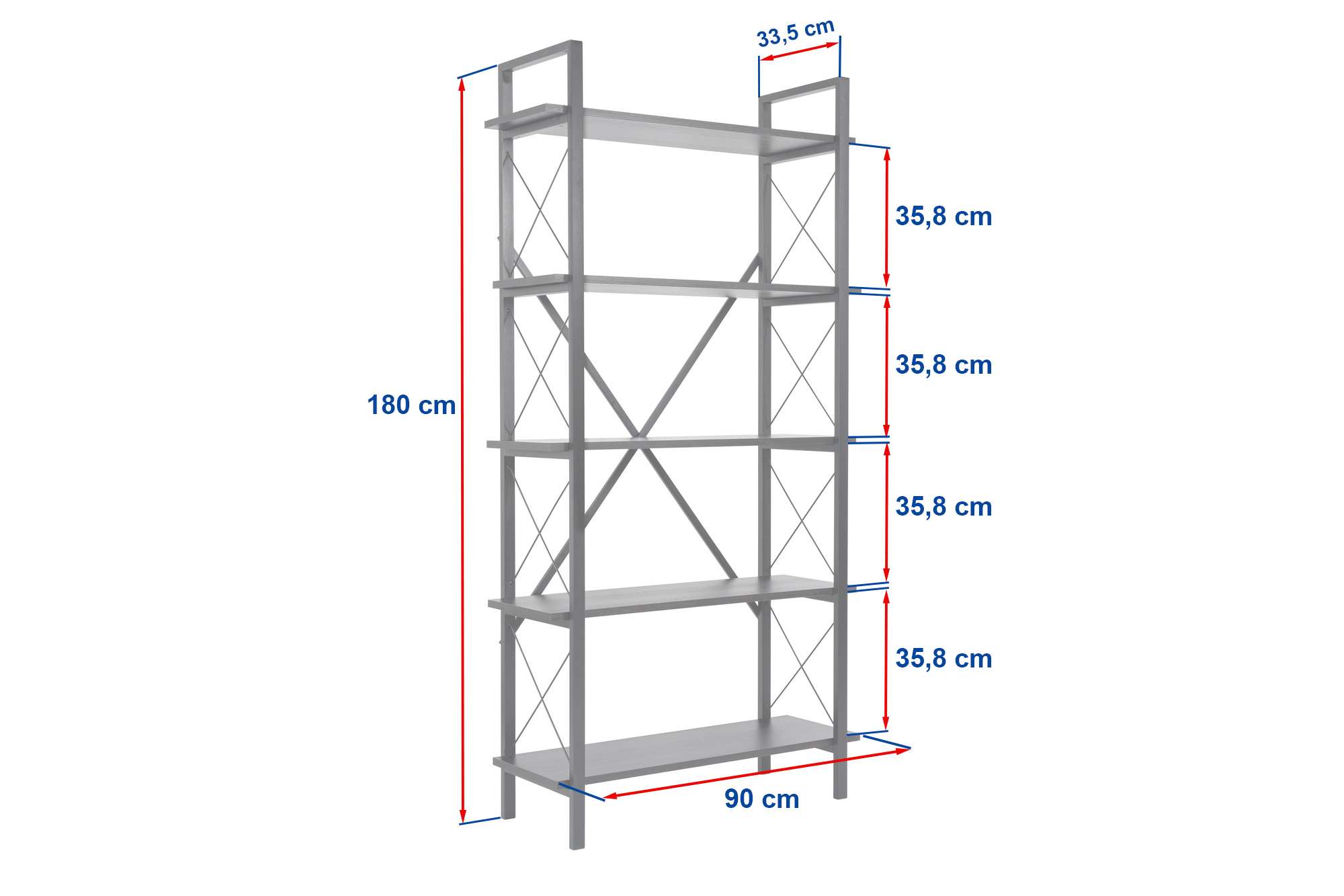 Polica za knjige Elysian - Crno drvo, Crna