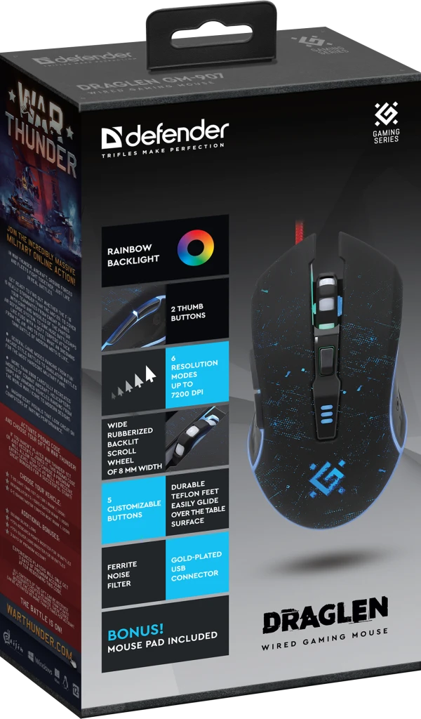 Gaming Miš Defender Draglen GM-907 7200dpi