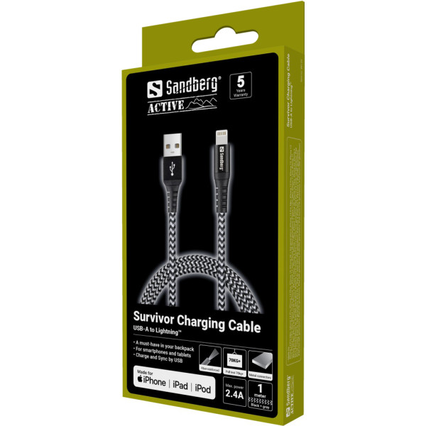 Kabl Sandberg Survivor 441-35 USB-A/Lightning 1m