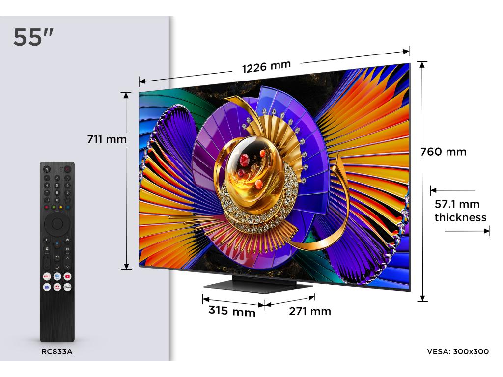 Televizor TCL 55C7L/SQD-MiniLED/55"/4K UHD/144Hz/Google TV/Bang&Olufsen/crna