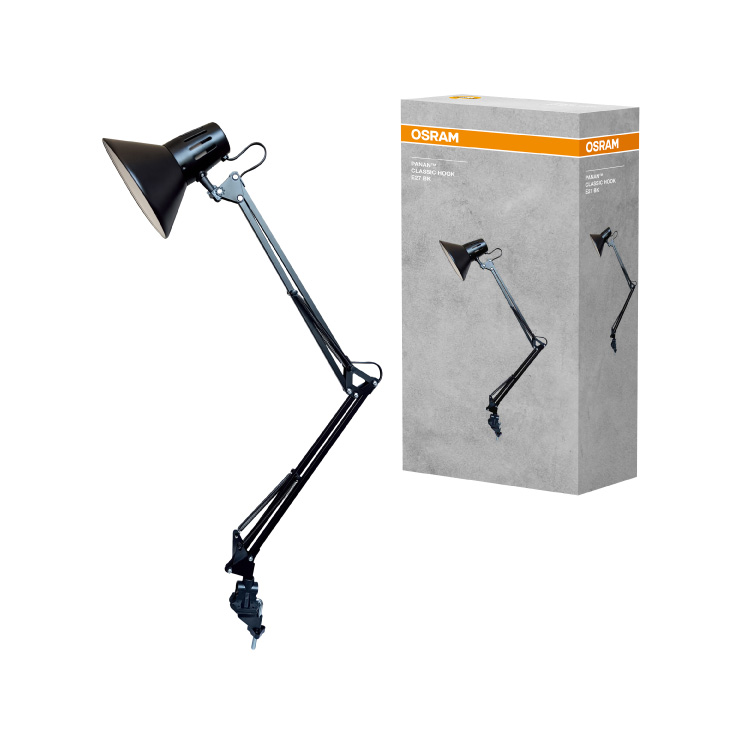 Stona lampa PANAN Classic Hook E27, OSRAM crna