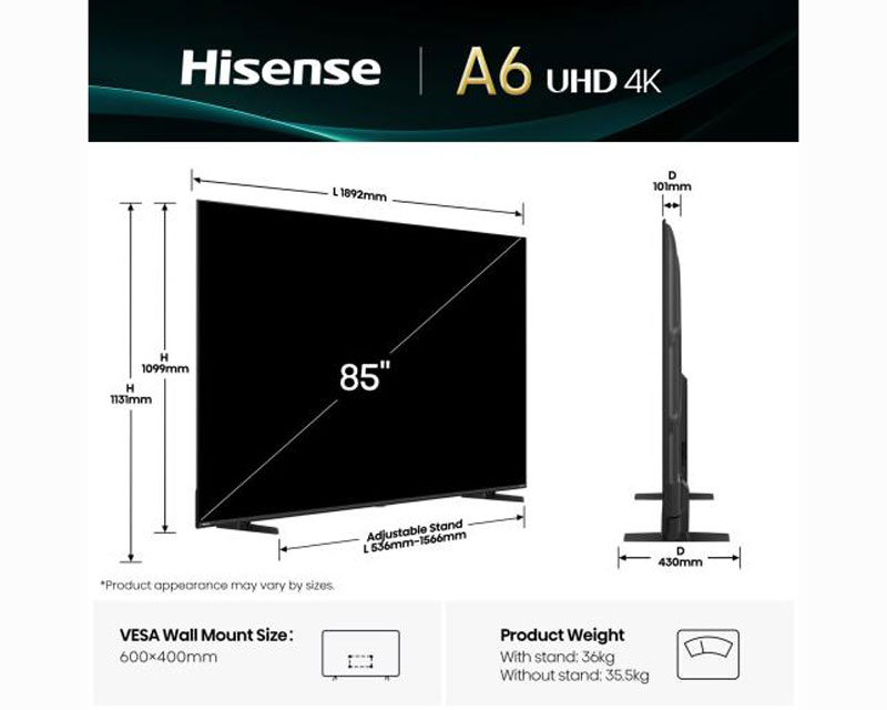 85 inča 85A6Q LED 4K UHD Smart TV
