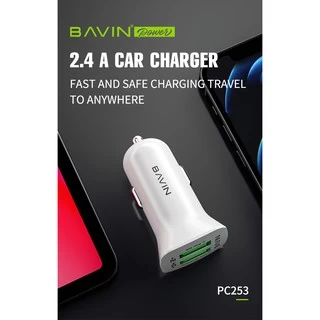 Bavin auto punjač 2XUSB-A 2,4A bela - PC253