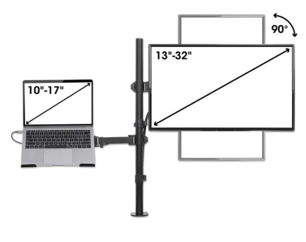 Nosač za monitor sa postoljem za laptop Manhattan 462136 13"-32"