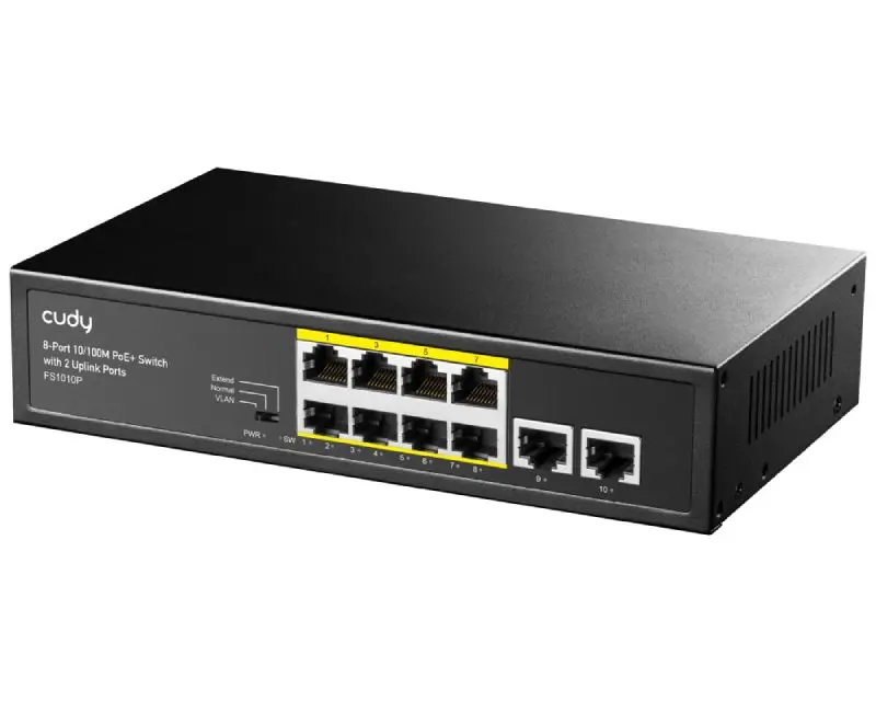 FS1010P 8-Port 10/100M PoE+ Switch with 2 Uplink Ports
