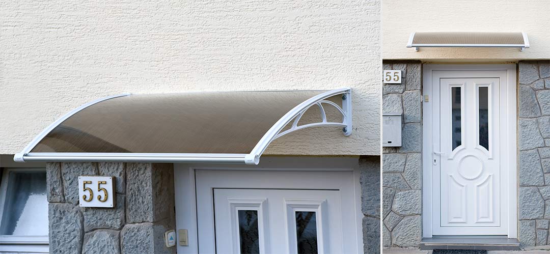 Nadstrešnica Za Vrata 82x120cm Bela Baza Ploča Bronza 6mm