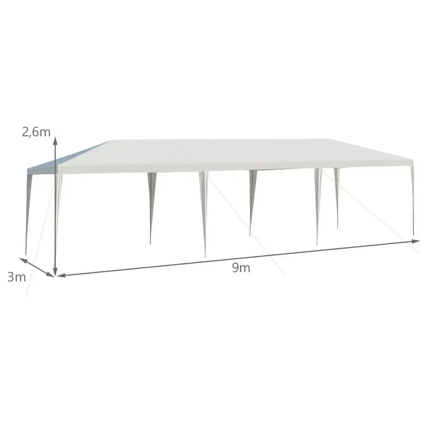 Paviljon za zabave 9x3m Beli bez stranica