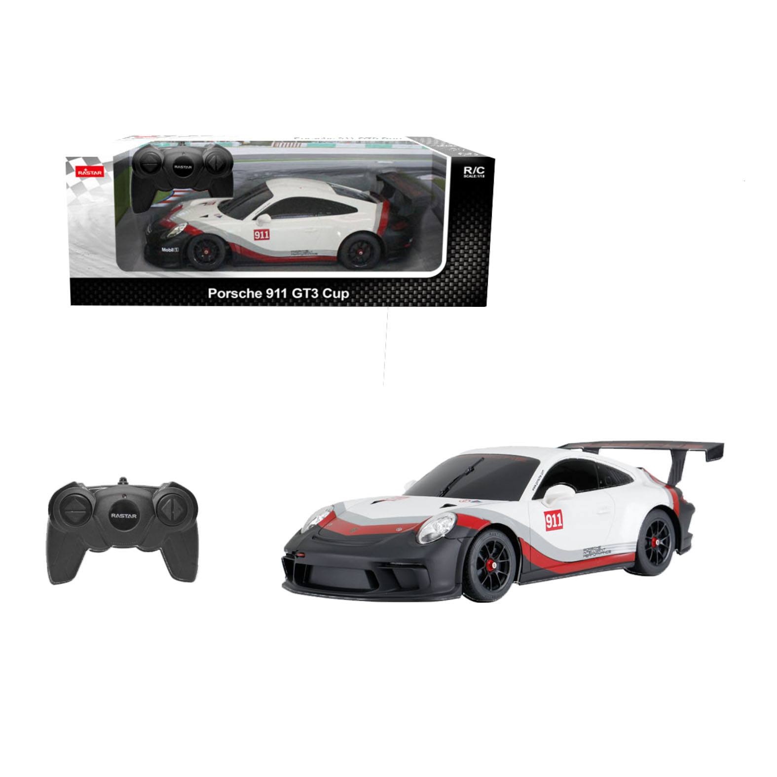 RASTAR PLASTIČNI AUTIĆ NA DALJINSKO UPRAVLJANJE 1:18 PORSCHE 911 GT3 CUP - BELI