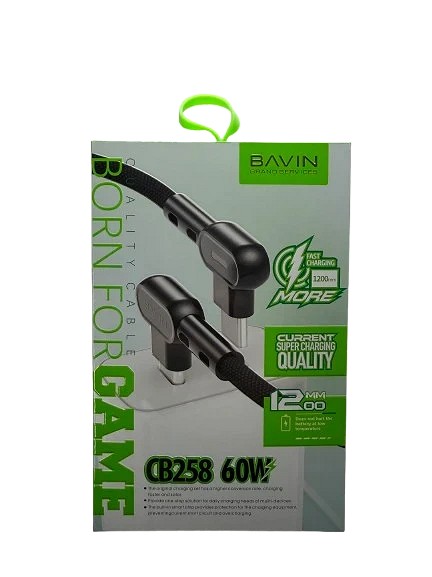 Bavin kabl 90° 60W  1,2m Type C-Type C bela - CB258CC