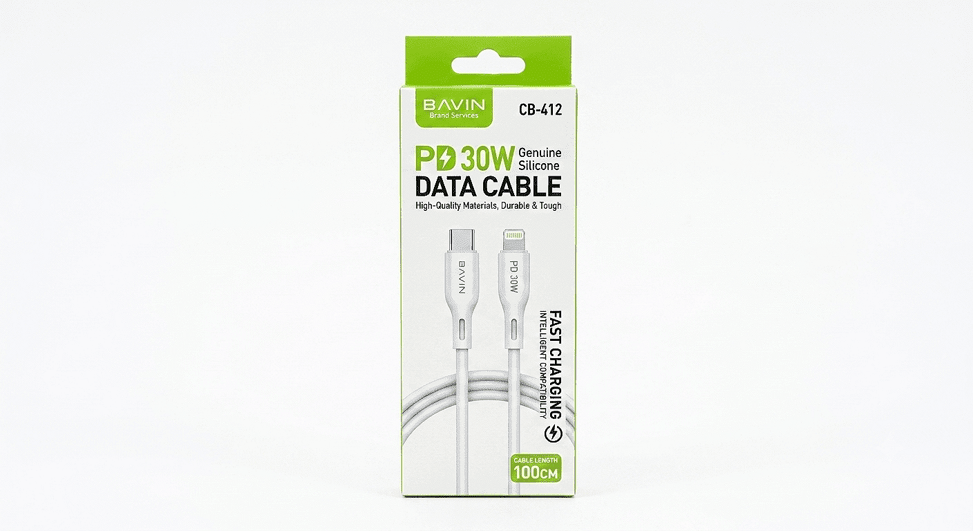 Bavin kabl 30W Type C na Type Lightning 1m bela - CB412
