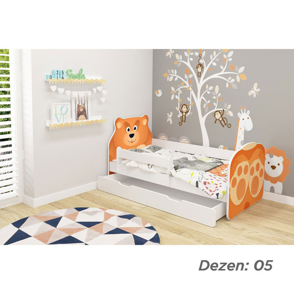 KREVET ZA DECU ANIMALS 160X80 CM SA DODATNOM FIOKOM WHITE ACMA VII 05