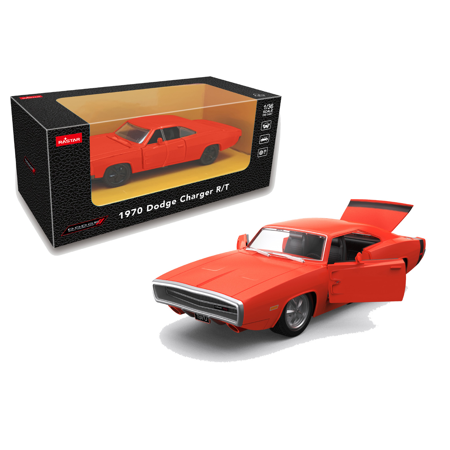RASTAR METALNI AUTIĆ 1:36 1970 DODGE CHARGER R/T - ORANŽ