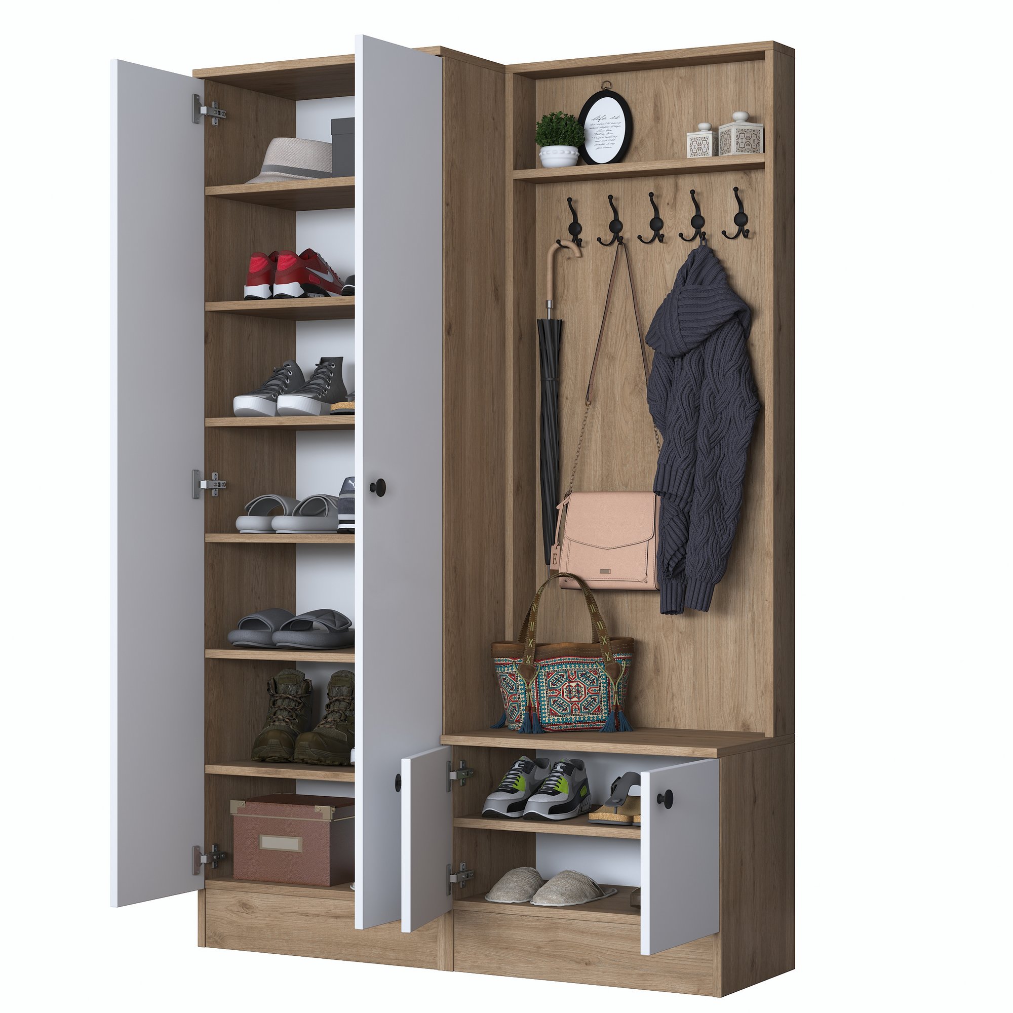 Garderober za predsoblje P6 - M11 - 2389 Orah, Bela