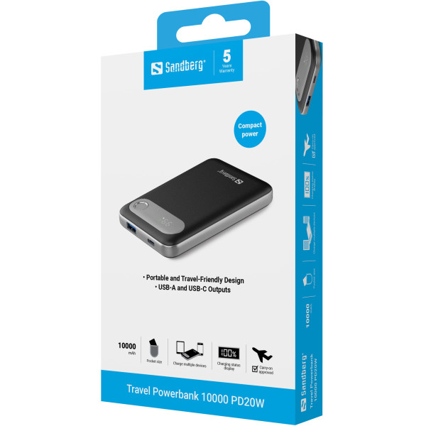Powerbank Sandberg Travel USB-C 421-16 10000mAh PD20W
