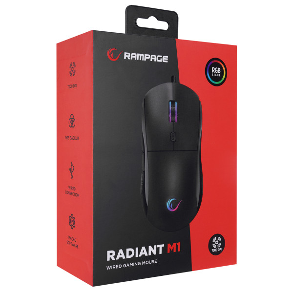 Miš USB Rampage RADIANT M1 RGB crni