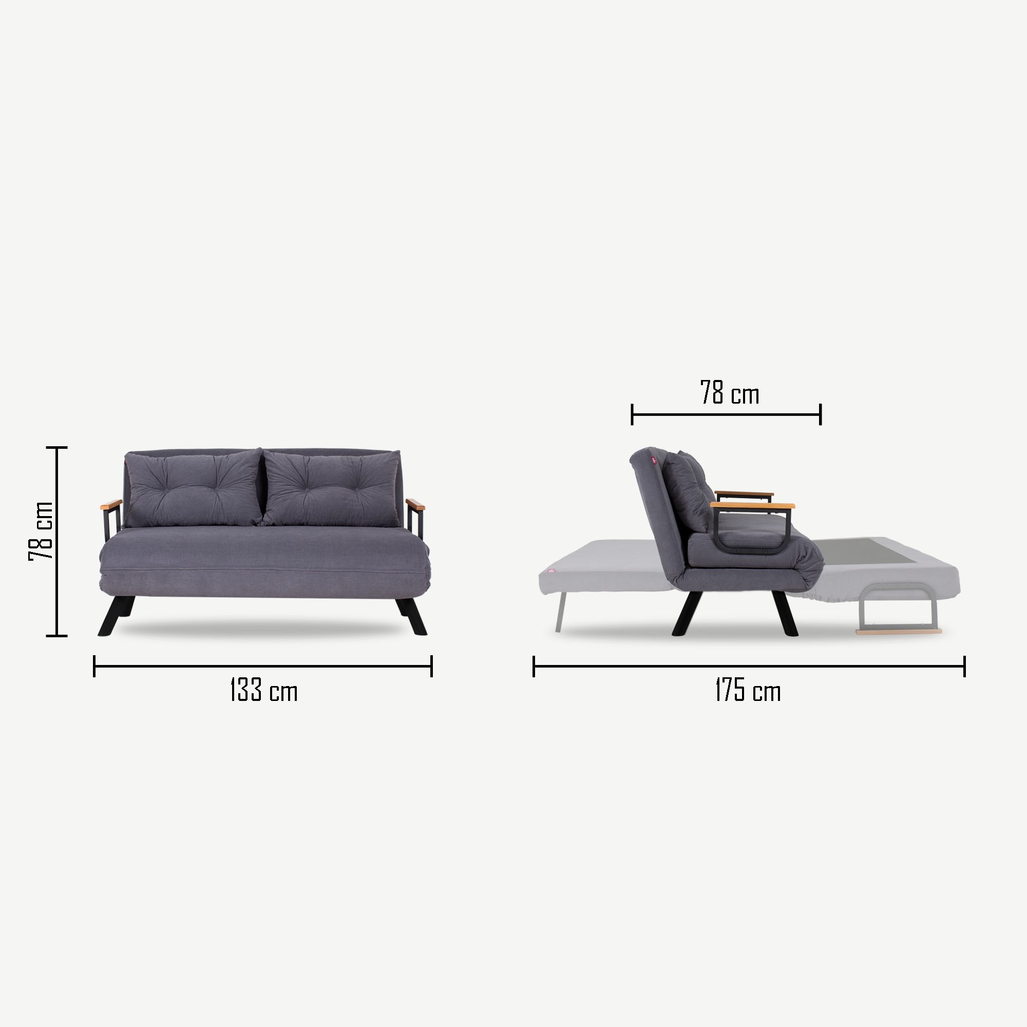 Dvosed na razvlačenje Sando 2-Seater - Siva