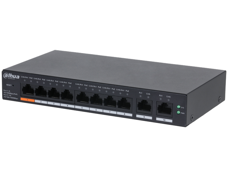 CS4010-8ET-60 10-Port Cloud Managed Desktop Switch with 8-Port PoE