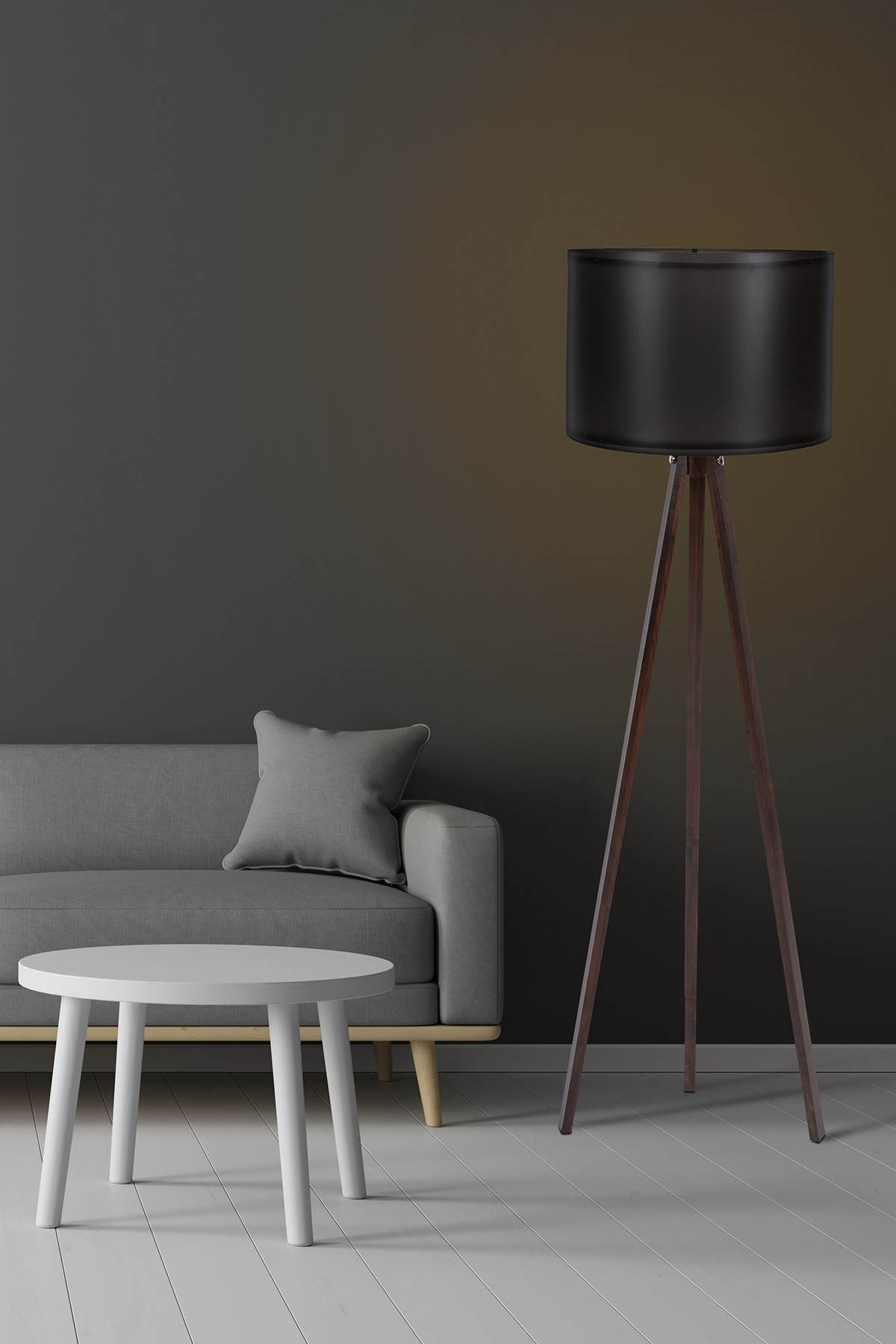 Podna lampa 104 Crna, Orah