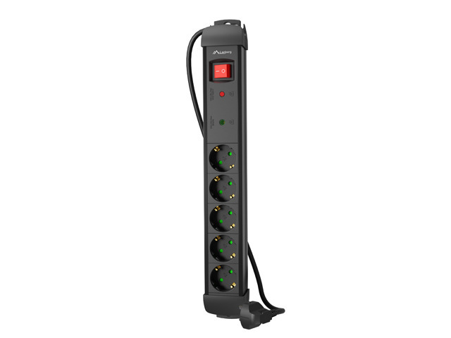 LANBERG Surge Protector SP1 5X Schuko Pro 5m, black
