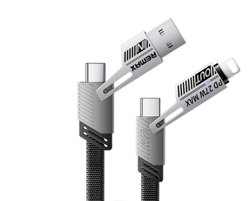 RC-C189 USB A+C na USB C+Lightning 2u2 65W 1m data kabl crni