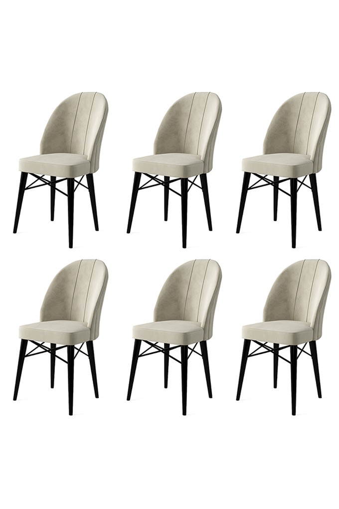 Set stolica (6 komada) Ritim - Krem, Crna