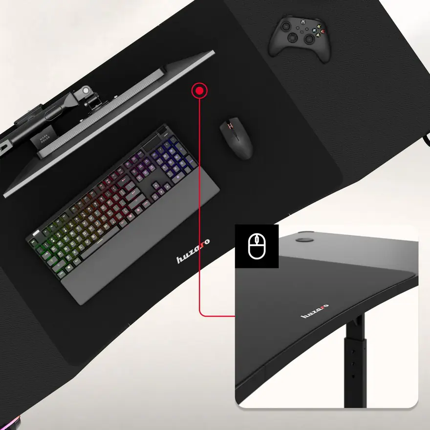 Huzaro Hero 3.6 Crni RGB Podesivi Gaming sto 140x60cm