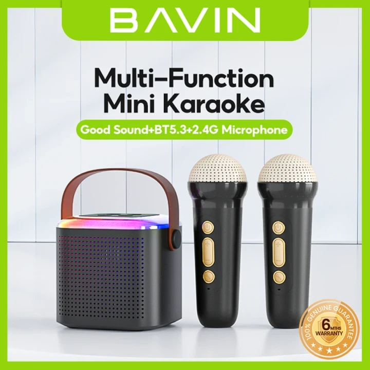 Bavin mini karaoke zvučnik sa 2 mikrofona crna - BM-18