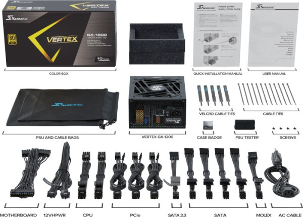 Napajanje 1200W Seasonic VERTEX GX-1200 Modularno 80+ Gold, 12122GXAFS