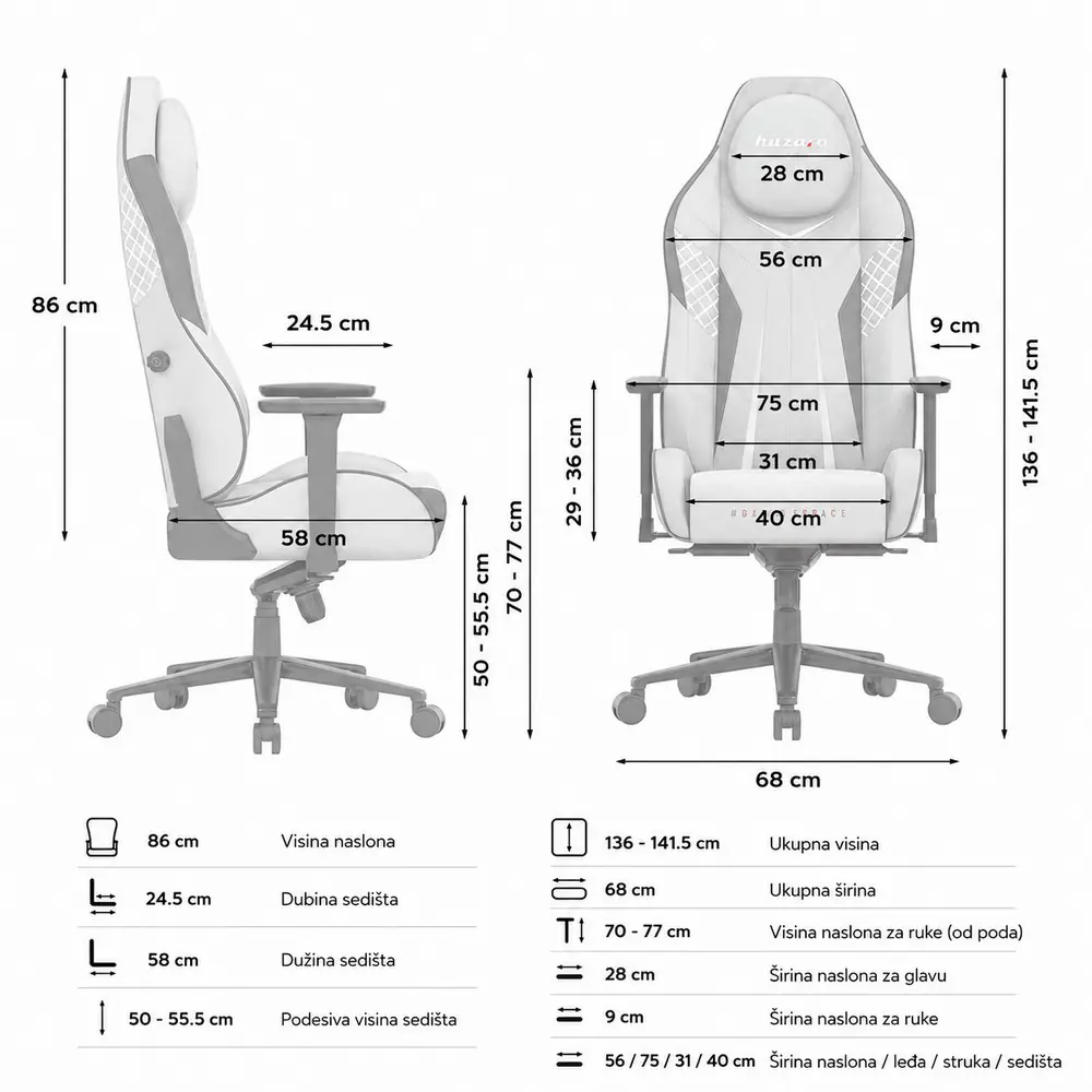 Huzaro Force 8.3 Siva Gaming stolica