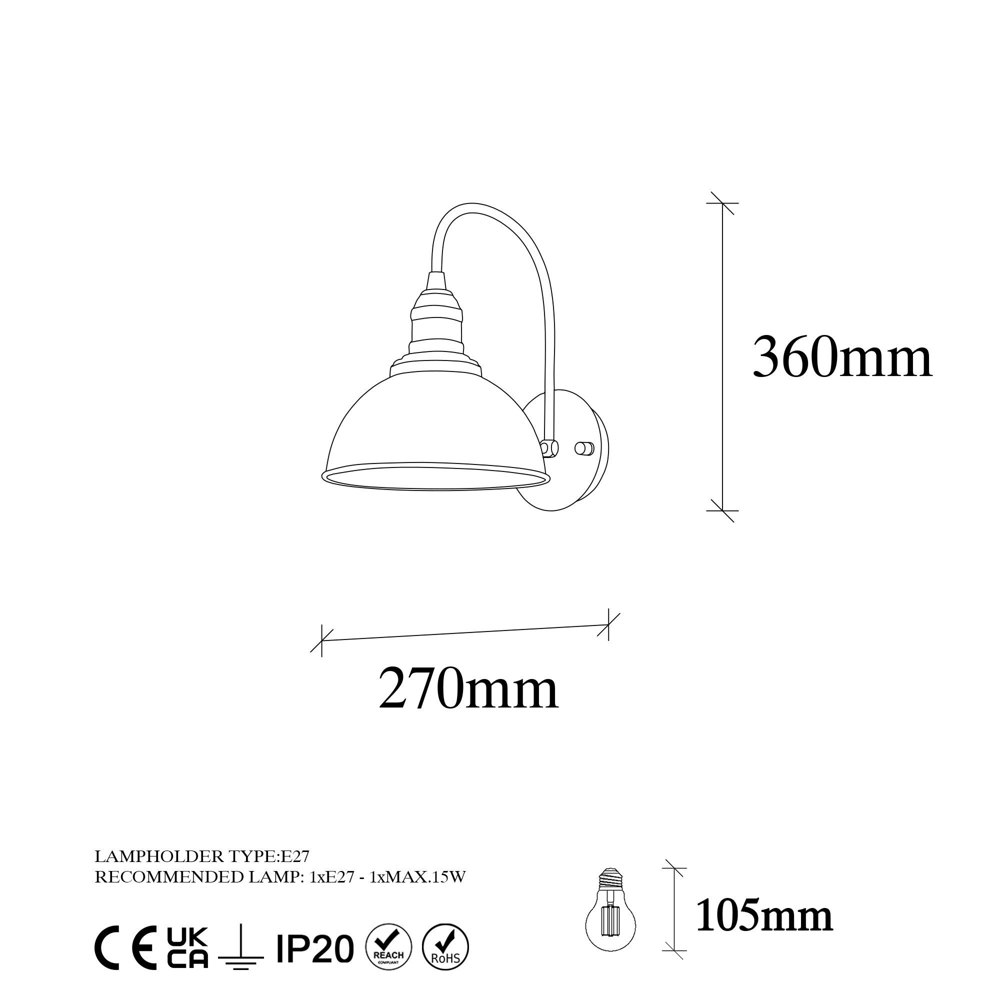 Zidna lampa Varzan - 10840 Crna, Antik