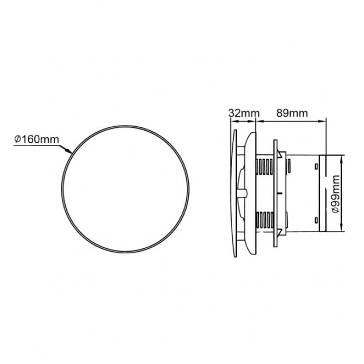 Izduvni ventilator 160x160mm 12W crni