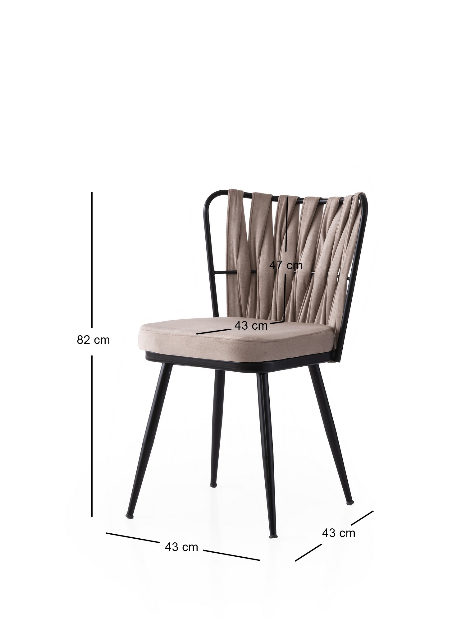 Set stolica (4 komada) Kuşaklı - 222 V4 Crna, Mink